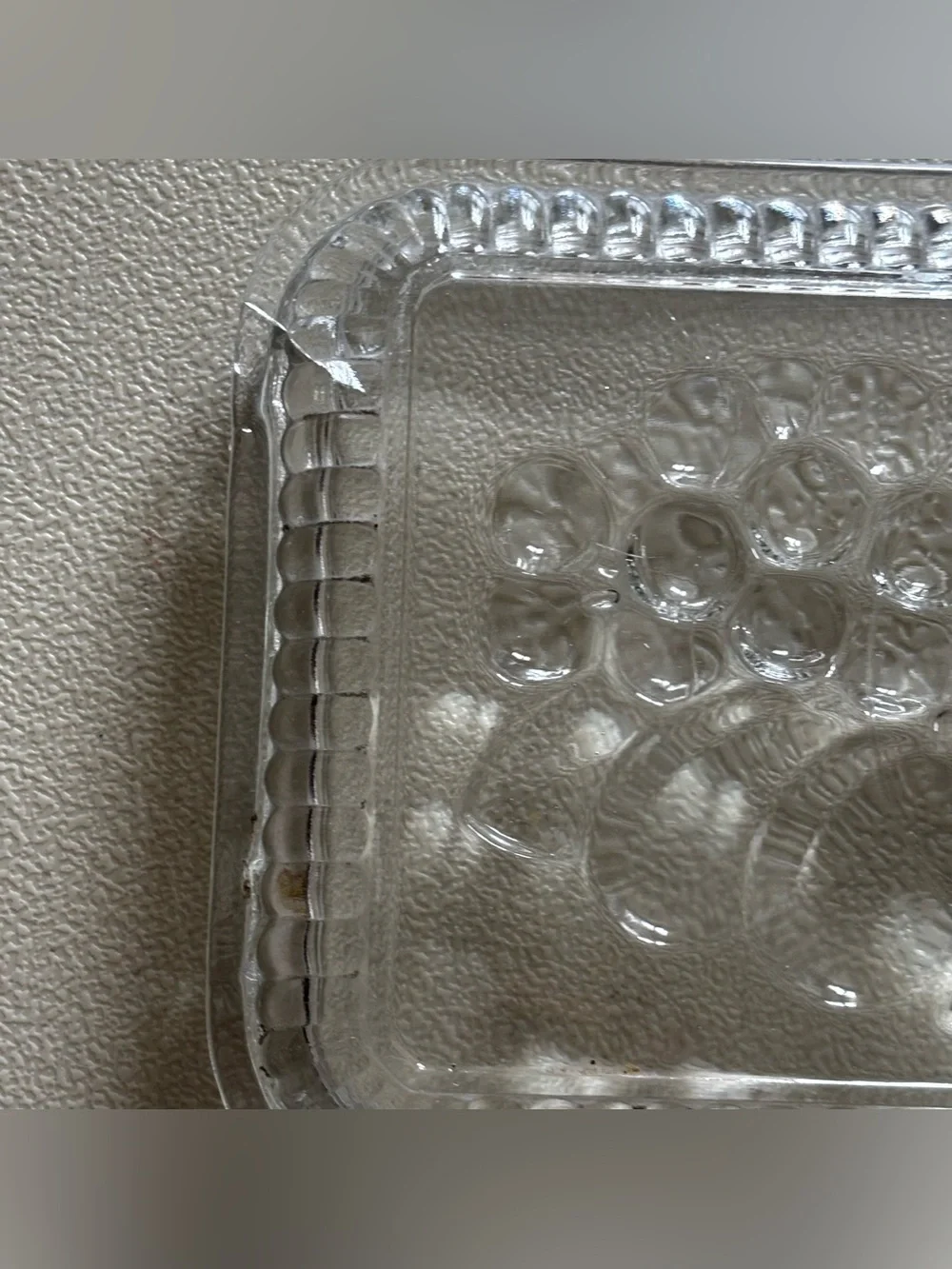 Two Vintage Federal Glass Clear Refrigerator Dish Lids no base 1 Ribbed 1 Fruit